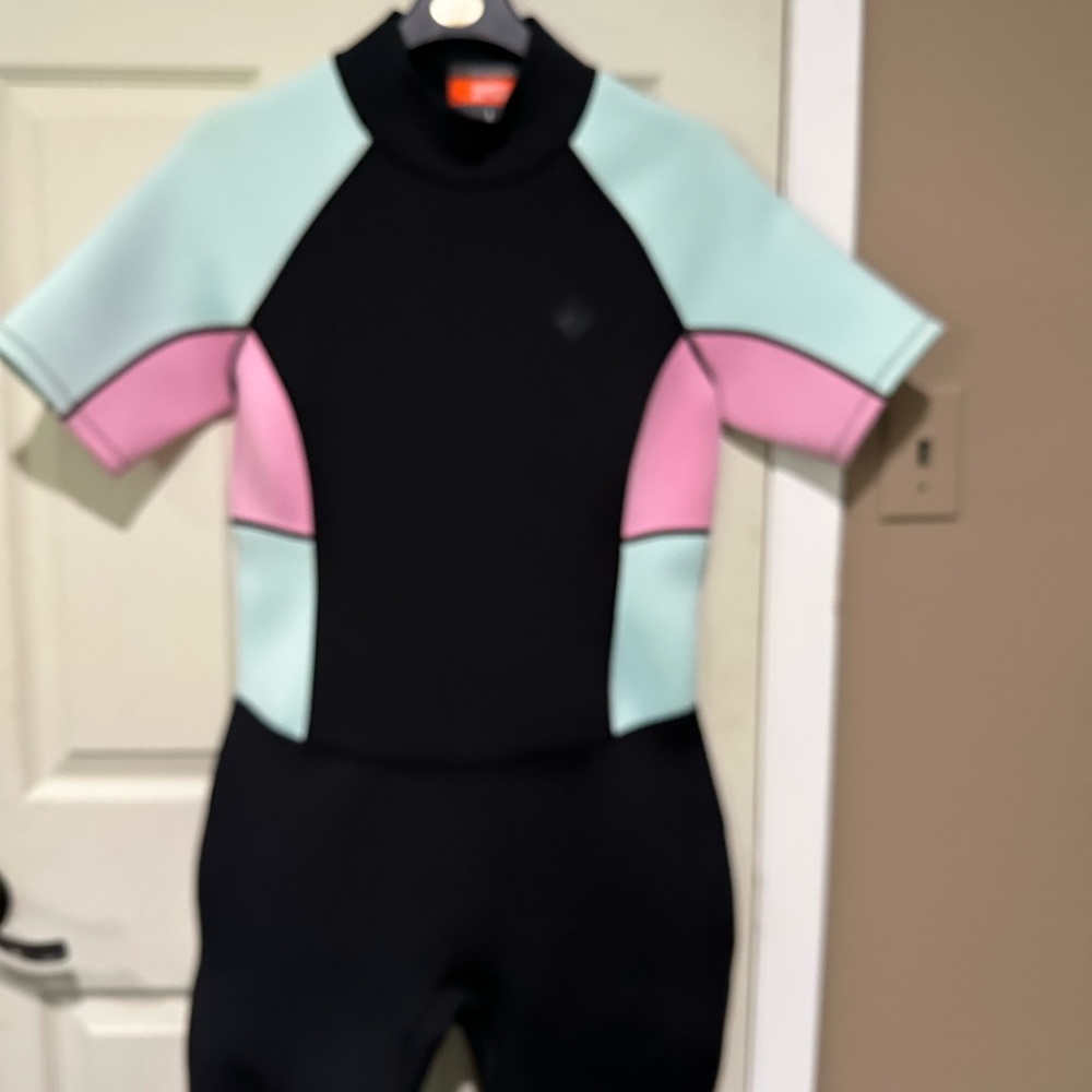 Womens Swim Wetsuit - Black, Pink, and Mint